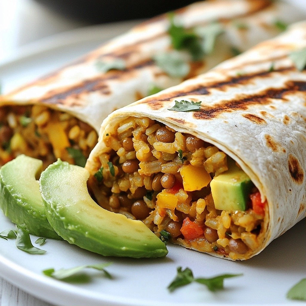 Hearty Tex-Mex Lentil and Rice Burritos Recipe