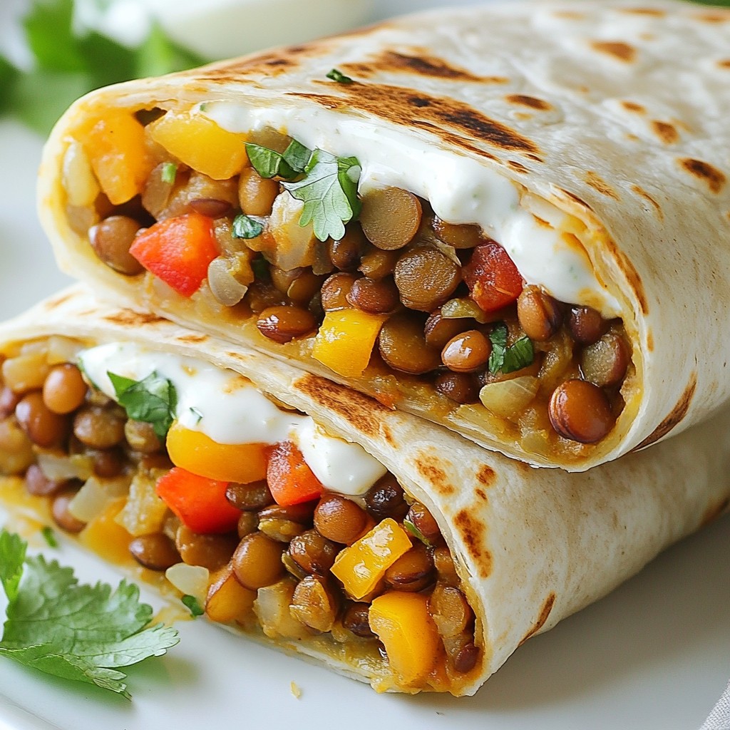Hearty Tex-Mex Lentil Burritos with Lime Crema Recipe
