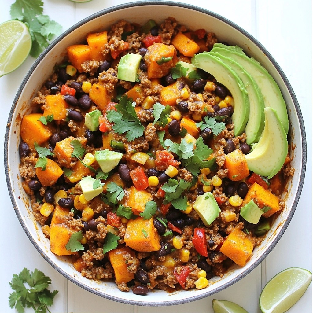 Spicy Tex-Mex Beef and Sweet Potato Skillet Delight