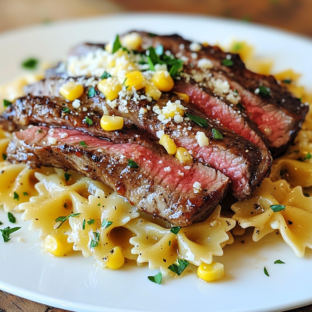 Parmesan Steak & Sweet Corn Bowties Delightful Dish