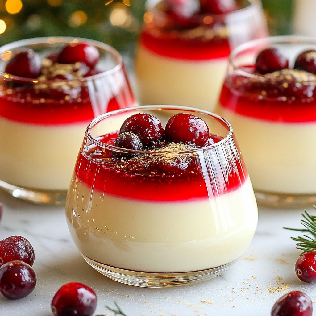 Eggnog Panna Cotta with Cranberry Sauce Delight