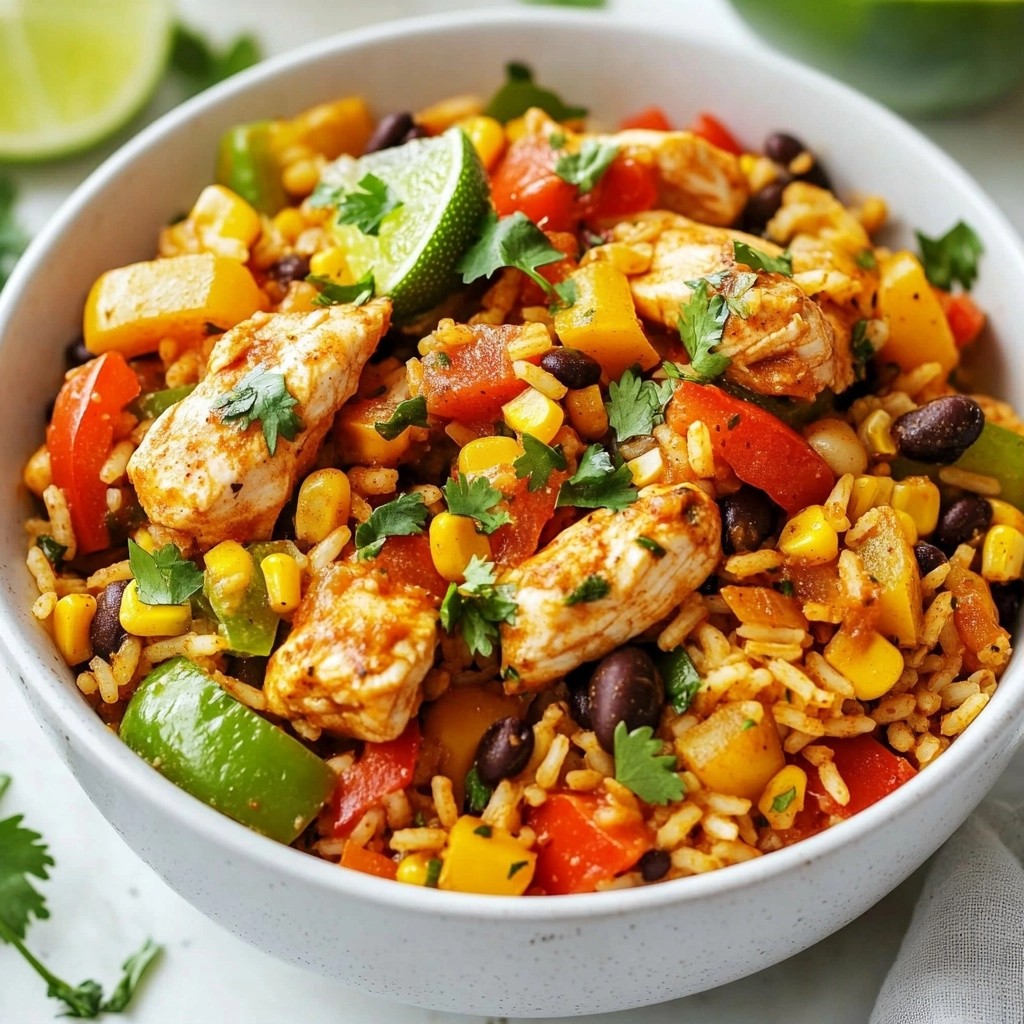 Tex-Mex Chicken and Rice Skillet with Peppers Delight