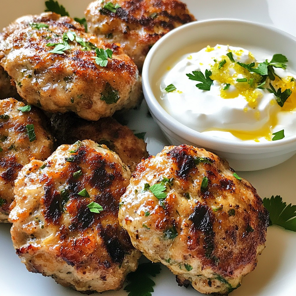 Garlic Chicken Kofta with Yogurt Sauce Delight