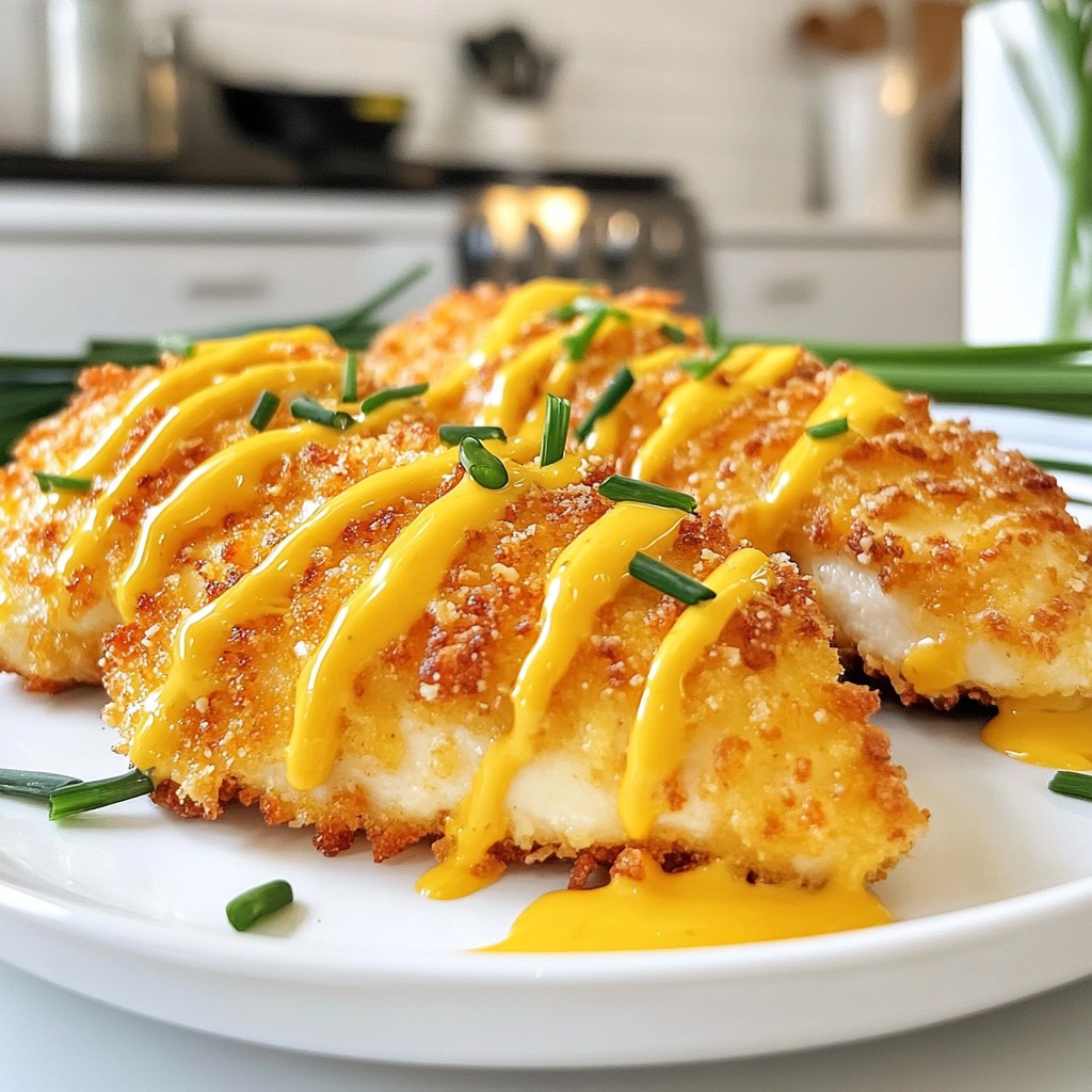 Pretzel-Crusted Chicken with Cheddar Mustard Sauce Delight