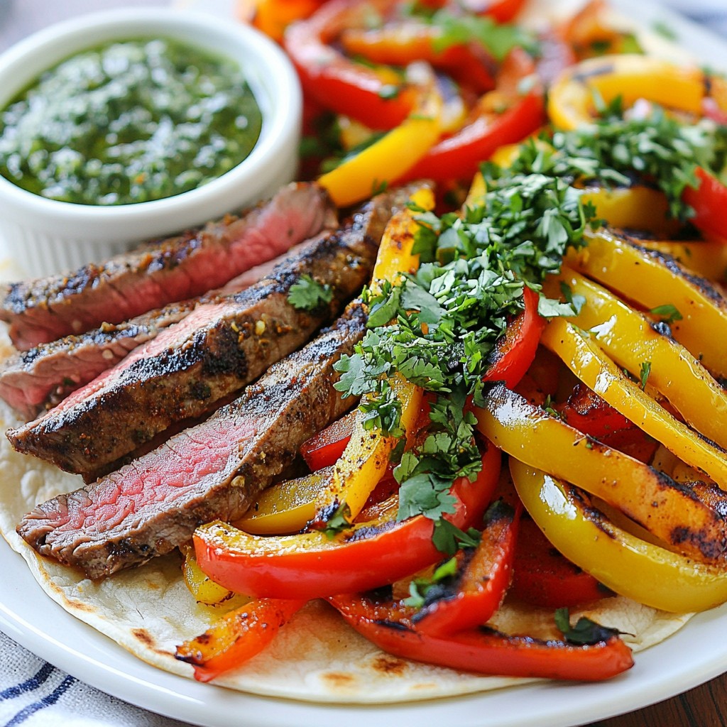 Grilled Tex-Mex Steak Fajitas with Chimichurri Delight