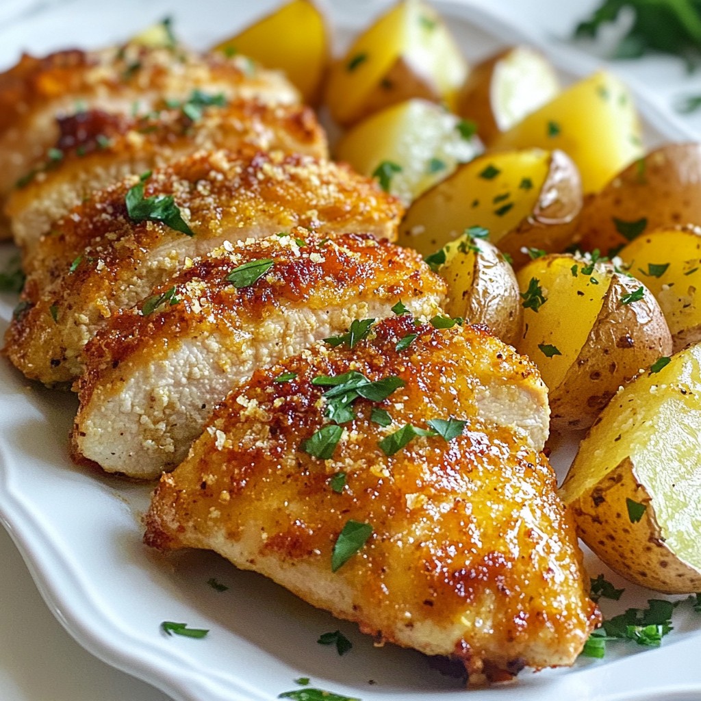 Garlic Parmesan Chicken and Potatoes Flavorful Dish