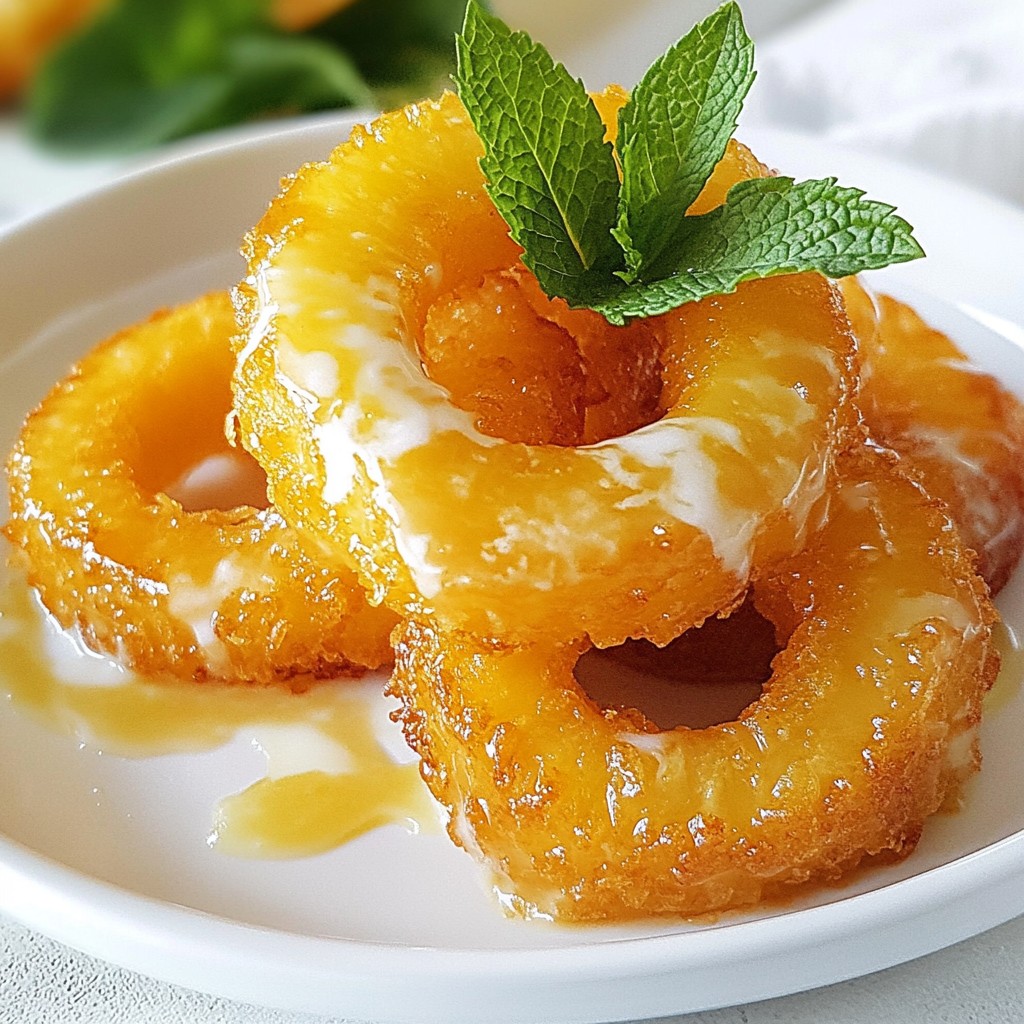Rum Soaked Fried Pineapple Rings Delightful Treat