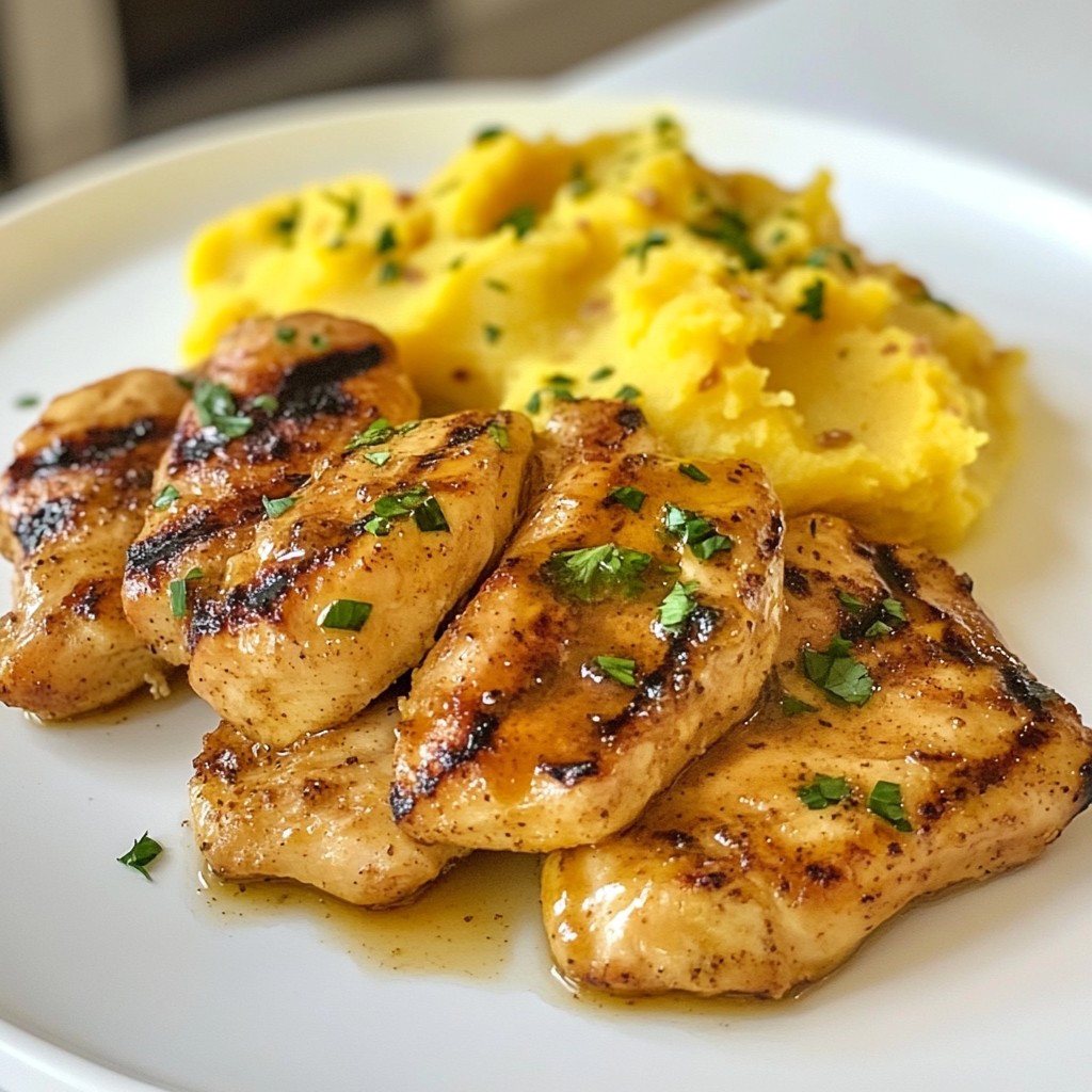 Apple Cider Chicken with Mashed Sweet Potatoes Delight