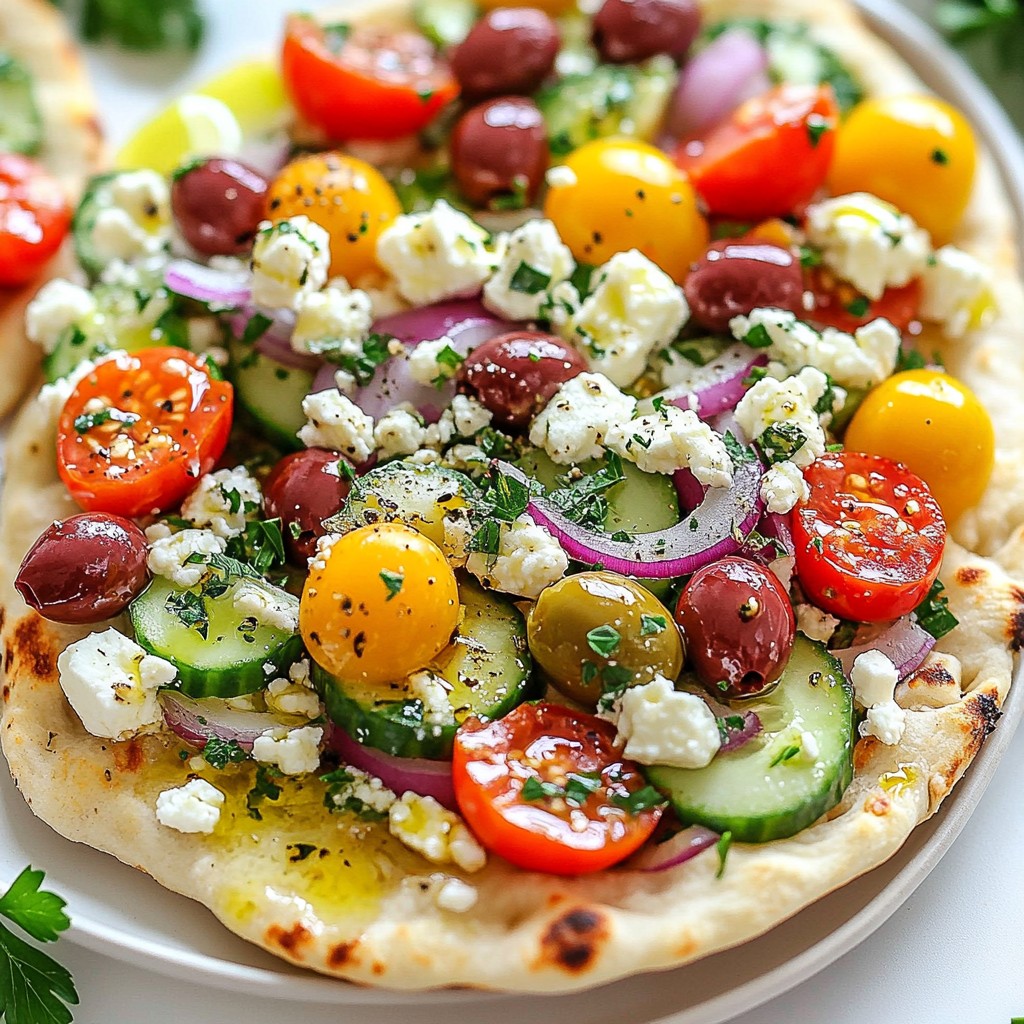 Greek Salad Naan Pizza Flavorful and Easy Recipe