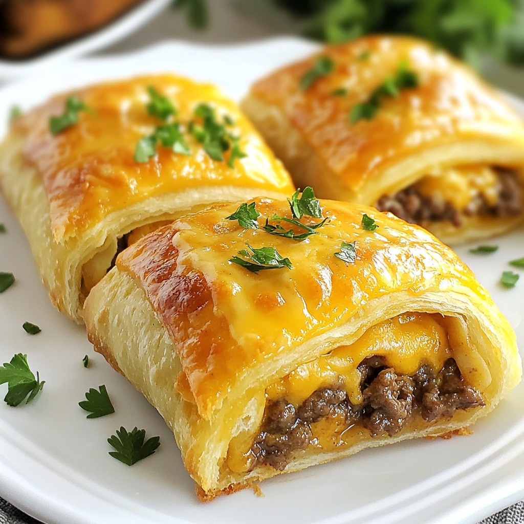 Garlic Butter Cheeseburger Rollups Easy and Tasty Snack